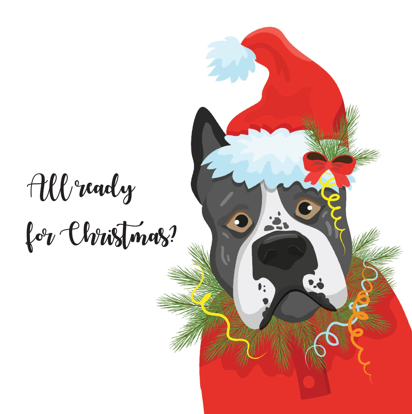All ready for Christmas Dog Christmas Card