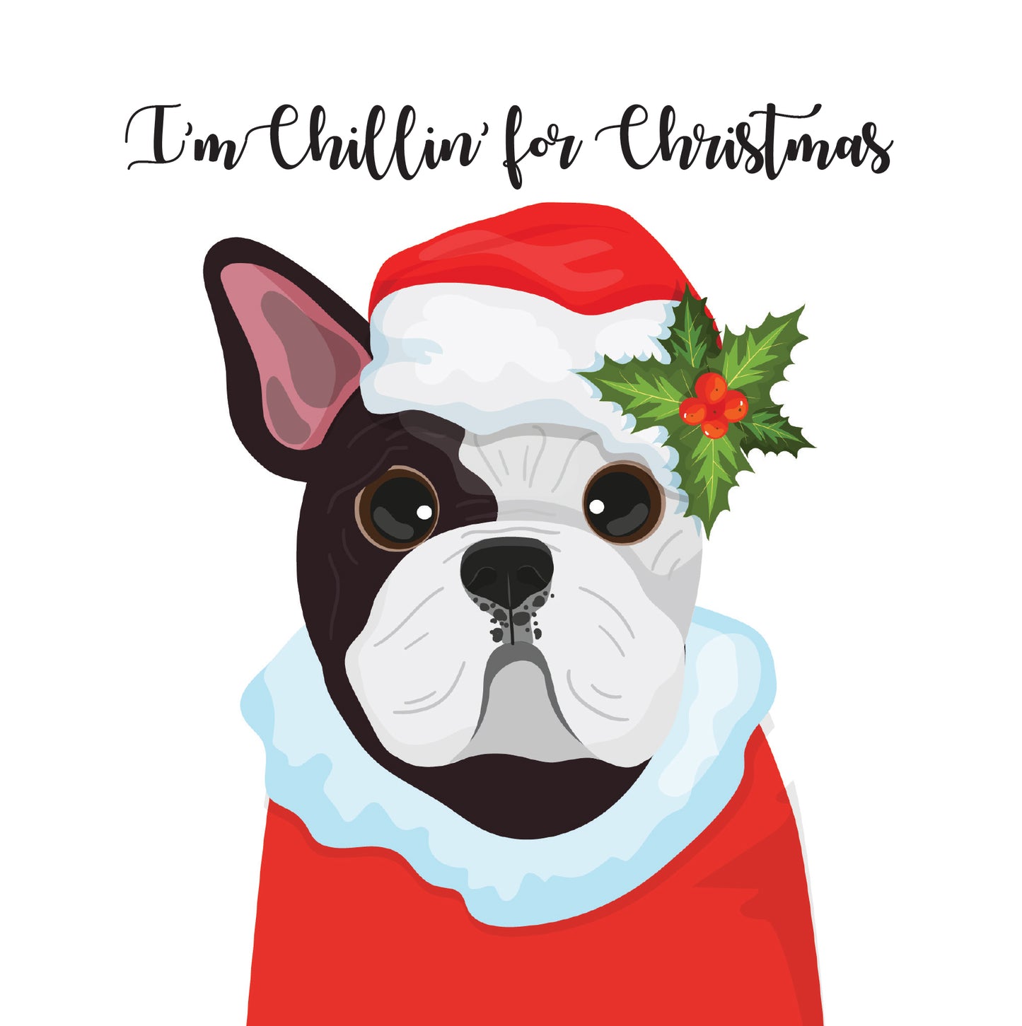 French Bull Dog Christmas Card
