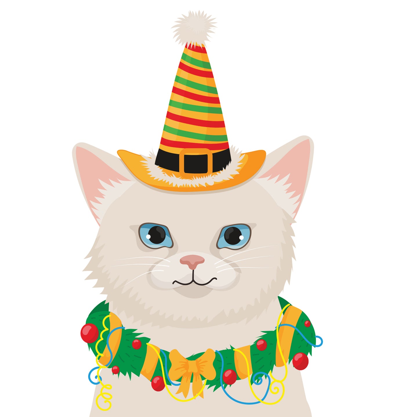 Xmas Wreath Collar Cream Cat