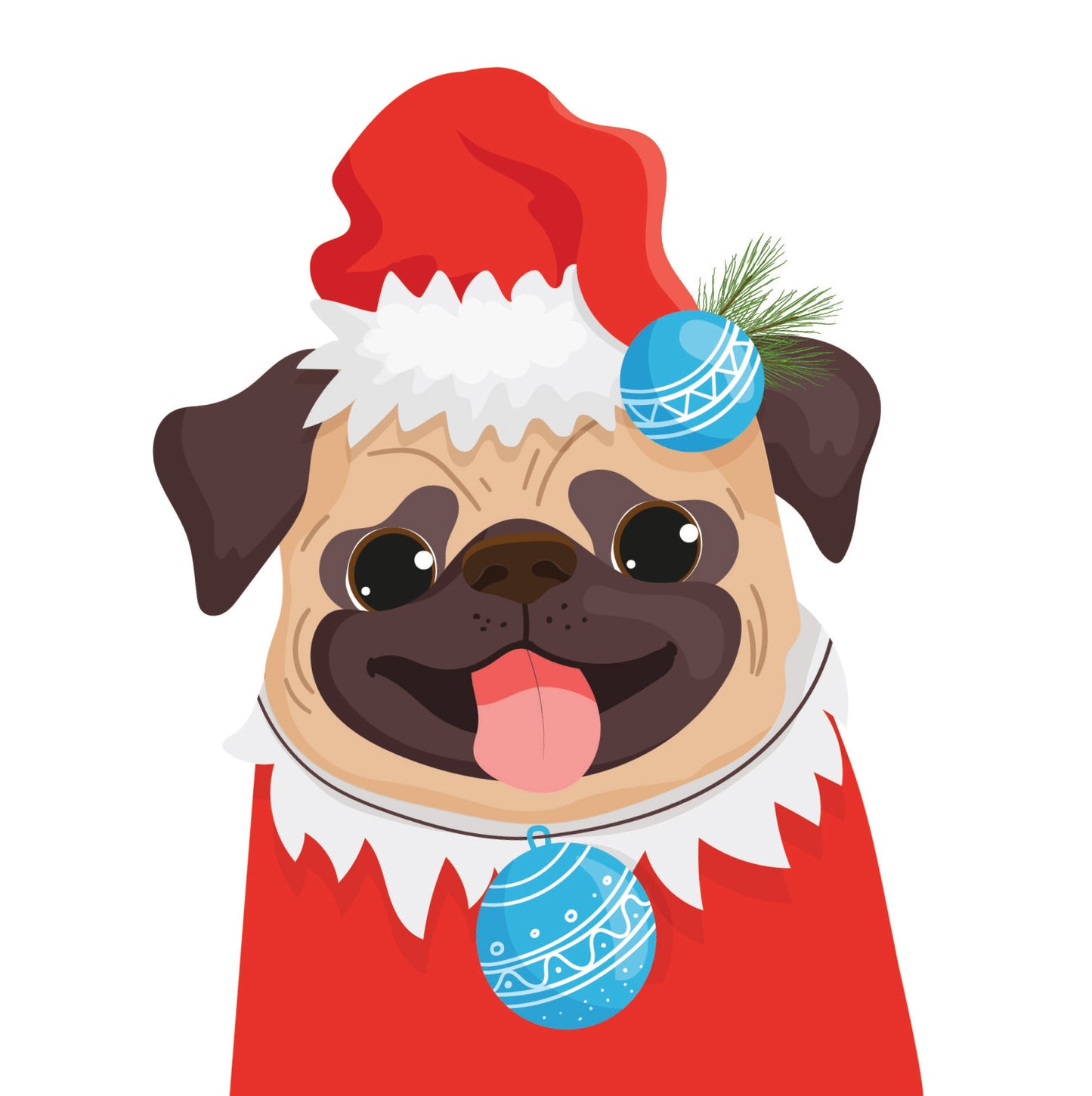 Pug Dog Christmas Card