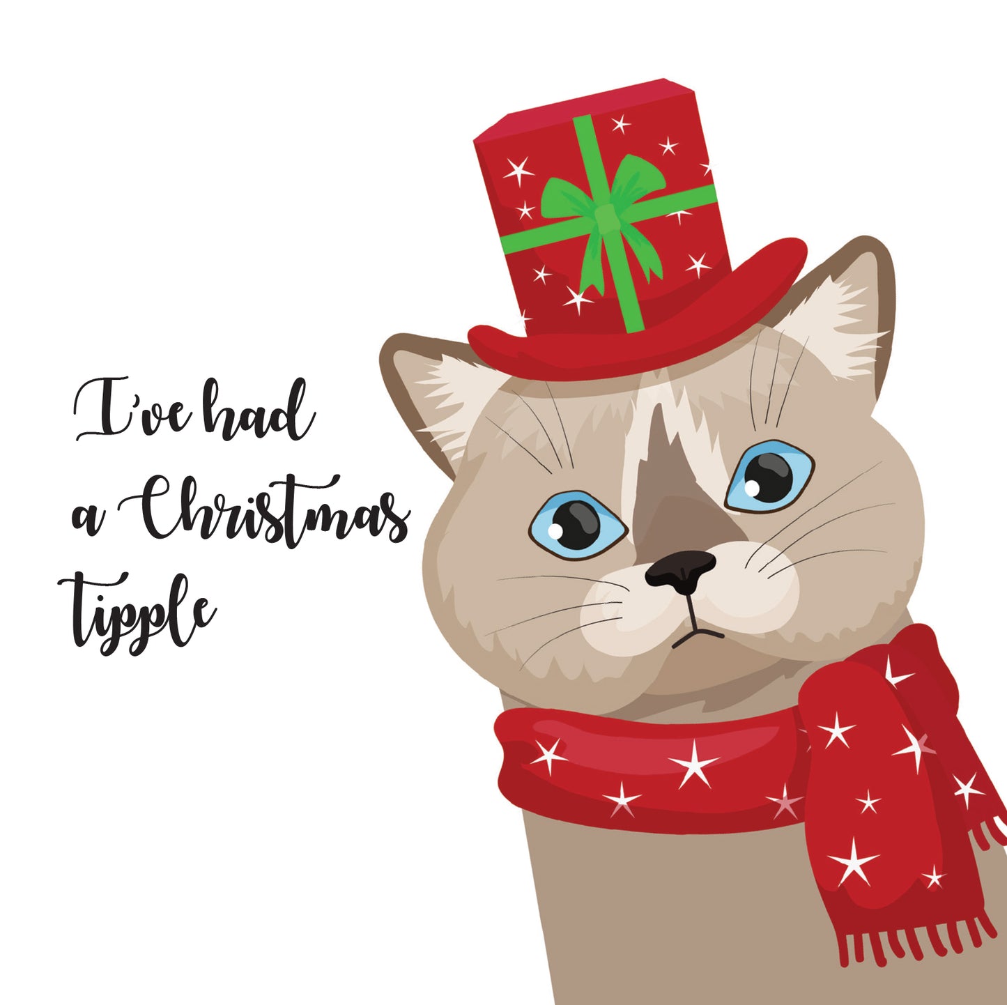 Tipsy Cat Christmas Card