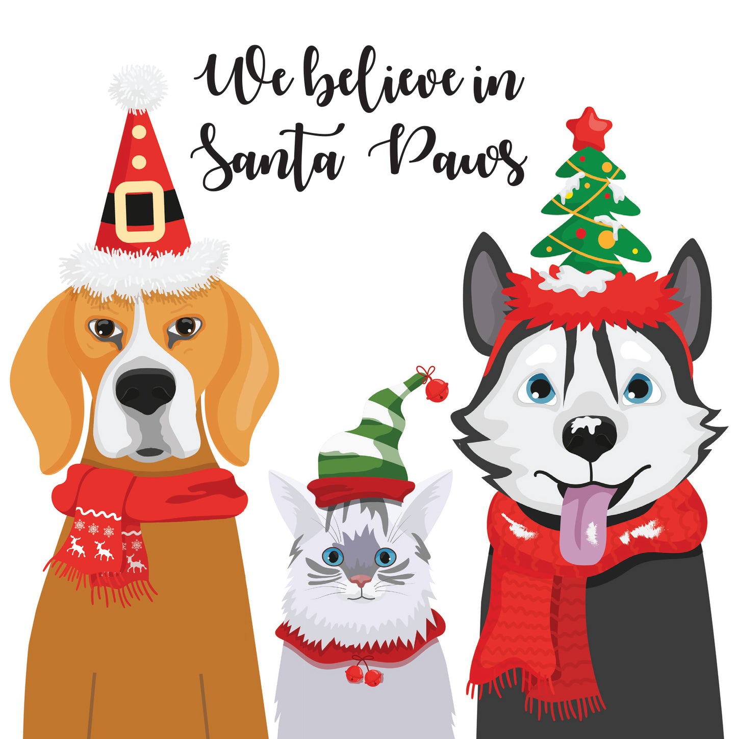 Santa Paws with Cat Christmas Card