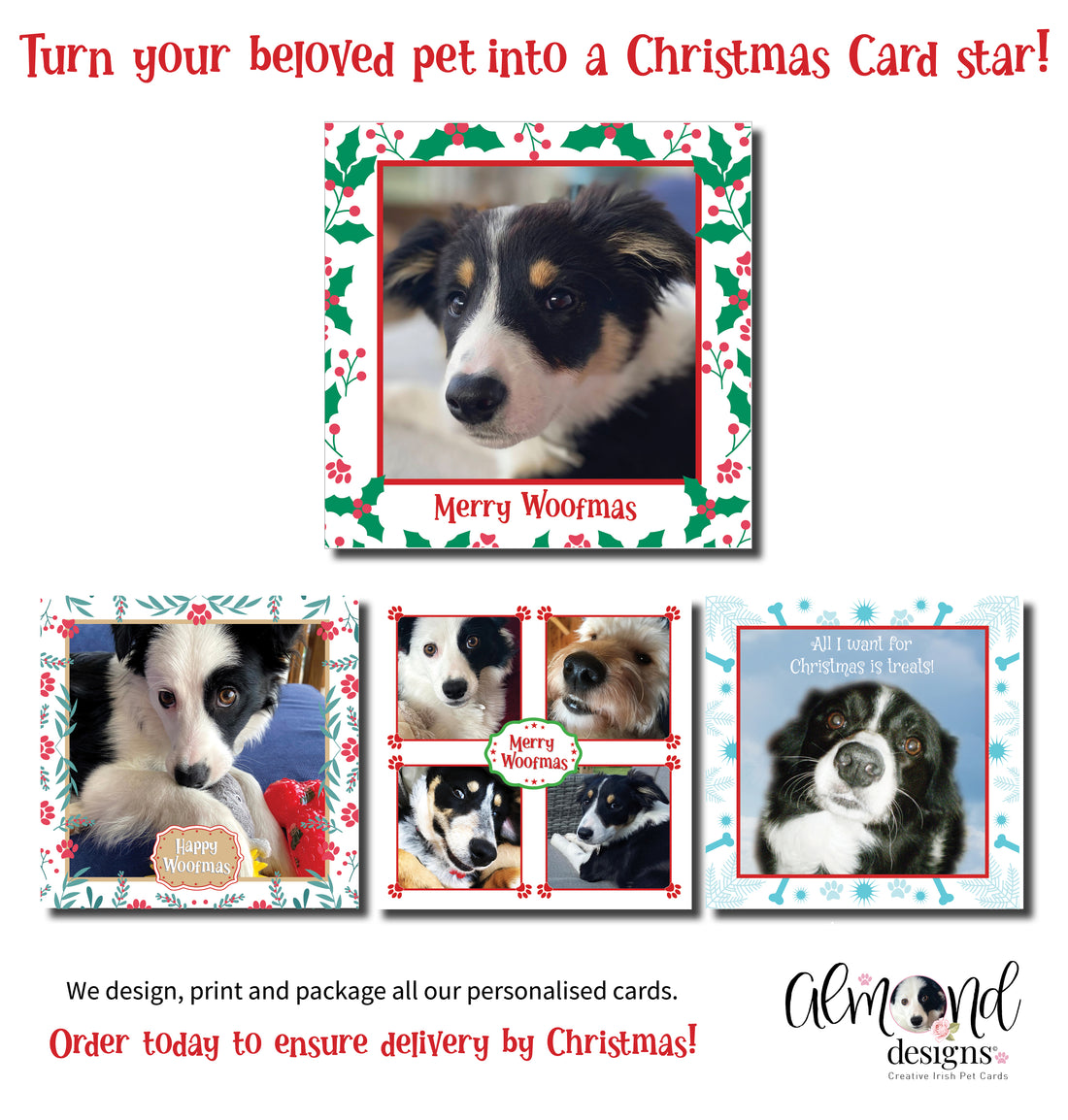 Custom Cards Featuring Your Dog from Almond Rose Designs